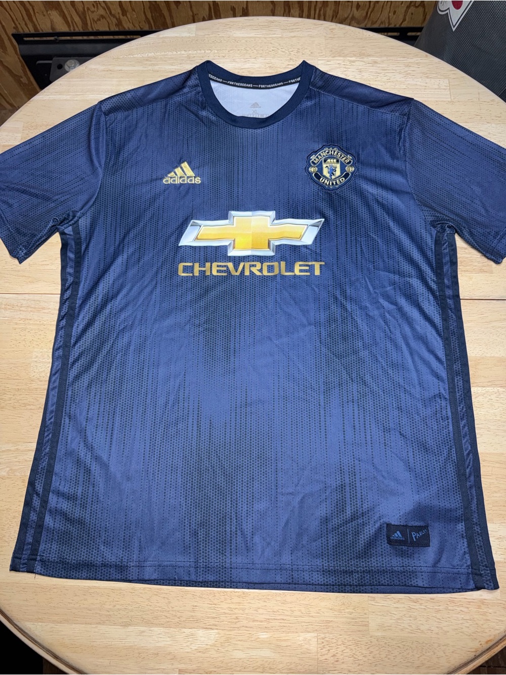 Manchester United Adidas Jersey Mens XL Blue 2018 2019 Third Soccer Football